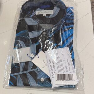 Teddy Stratford Men's Blue and Black Casual Button Down Shirt